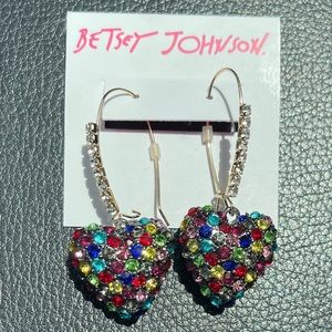 Betsy Johnson MultiColor Heart Earrings NWT